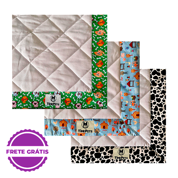 Kit 3 un Tapete Higiênico Lavável  100% Algodão | Doguinhos I