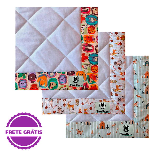 Kit 3 un Tapete Higiênico Lavável 100% Algodão | Bicharada