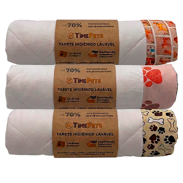 Kit 3 un Tapete Higiênico Lavável 100% Algodão | Variados III