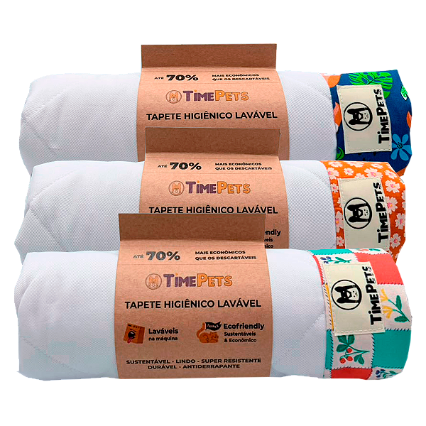 Kit 3 un Tapete Higiênico Lavável 100% Algodão | Variados III