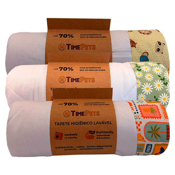 Kit 3 un Tapete Higiênico Lavável 100% Algodão | Variados III