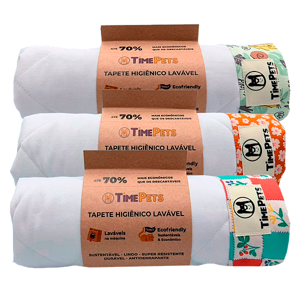 Kit 3 un Tapete Higiênico Lavável 100% Algodão | Variados I