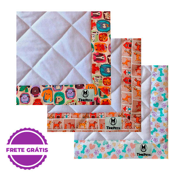 Kit 3 un Tapete Higiênico Lavável 100% Algodão | Doguinhos