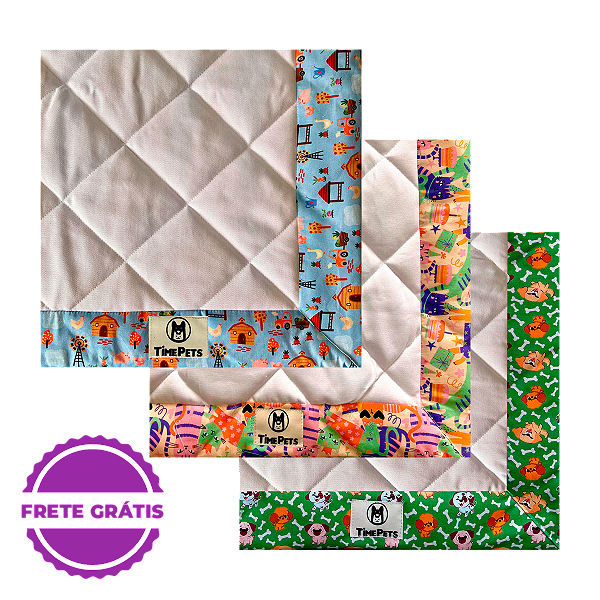 Kit 3 un Tapete Higiênico Lavável  100% Algodão | Doguinhos IV