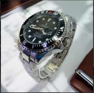Relógio Rolex Submariner Prata Preto prova dagua