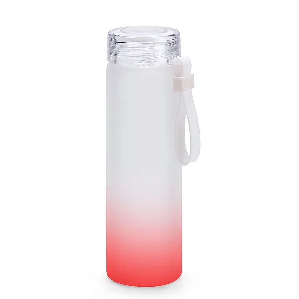 Garrafa de Vidro Degradê Vermelha 450ml para Sublimação | Com Alça de Silicone
