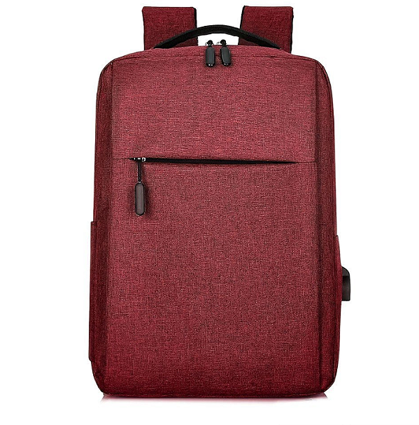 Mochila Escolar Unissex Impermeável com Entrada USB – Cor vinho| Ideal para Estampa DTF Têxtil