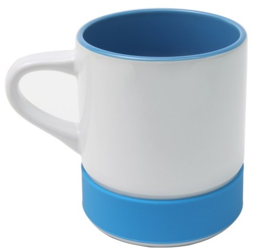 Caneca Cerâmica Interna Colorida e Base Alta de Silicone Azul Claro · 350ml
