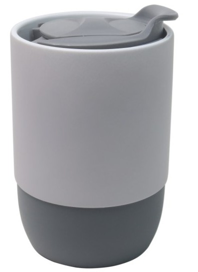 Copo Cerâmica Buddy Matte – Tampa Acrílica e Base de Silicone Cinza · 325ml