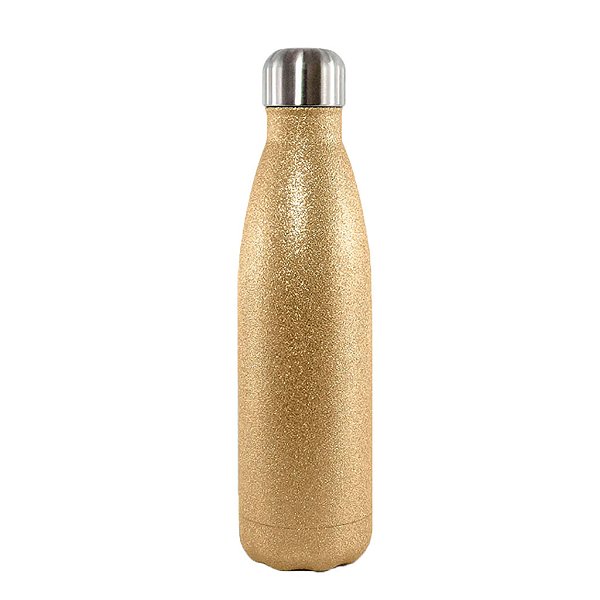 Garrafa Térmica Glitter  Dourada Parede Dupla Para Sublimação | 500ml