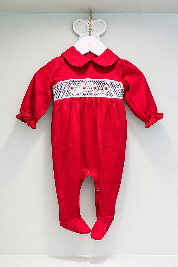 Macacão Pima Bordado Rosa Jardim