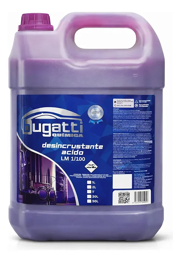 Desincrustante Ácido Bugatti 5L Limpeza Pesada 1:100