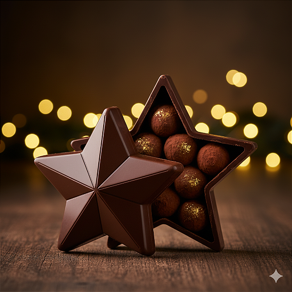 Estrela de chocolate - 2 cavidades - Porta Drageas - LIMITADO