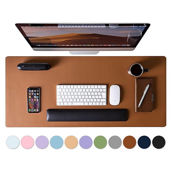 Desk Pad Mouse Pad Gamer Grande Couro Sintético Feltro Costurado