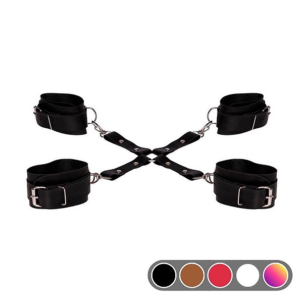Conjunto de Algemas Mãos e Pés com Estirante em X – Couro Sintético Premium
