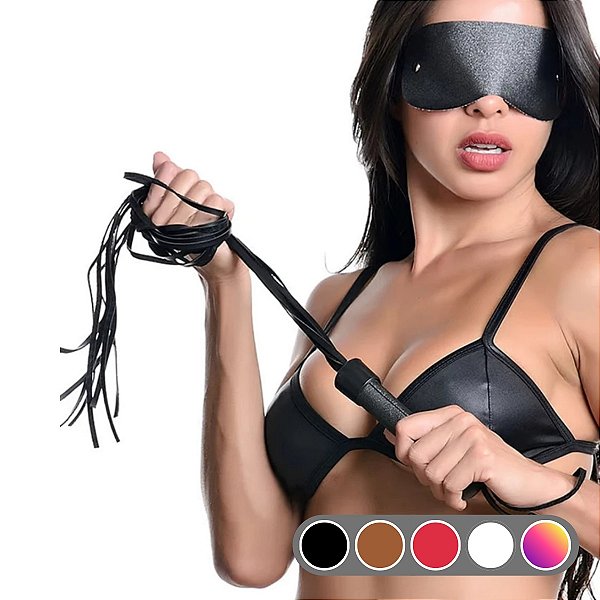 Chicote com tiras de Couro 40cm - Couro Premium