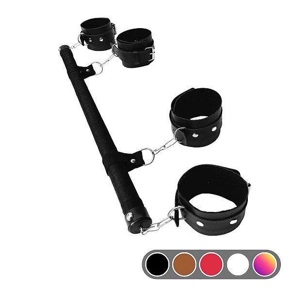 Algemas para Mãos e Pés com Restritor de Braços e Pernas – Couro Sintético Premium