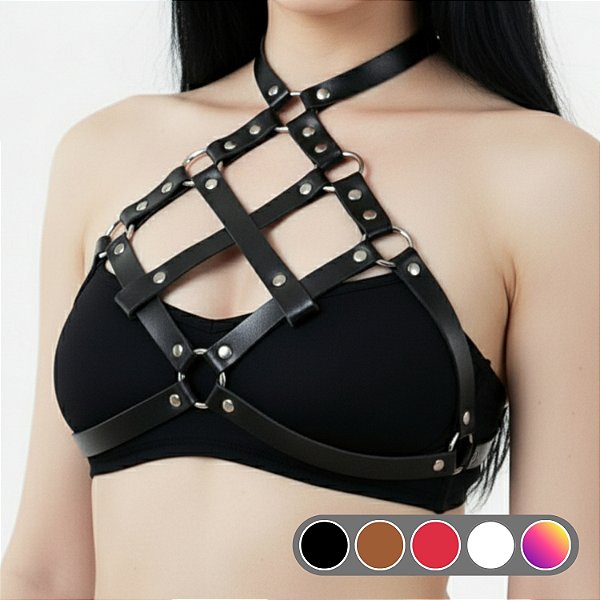 Arreio Sutiã Harness Nick Ajustável – Couro Sintético Premium