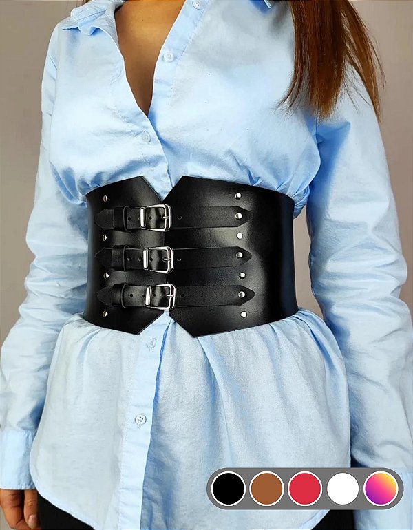 Cinta Corset Gótica Dominus – Couro Sintético Premium