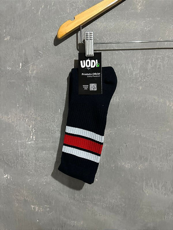 Meia Cano Longo - Listra Verm 3