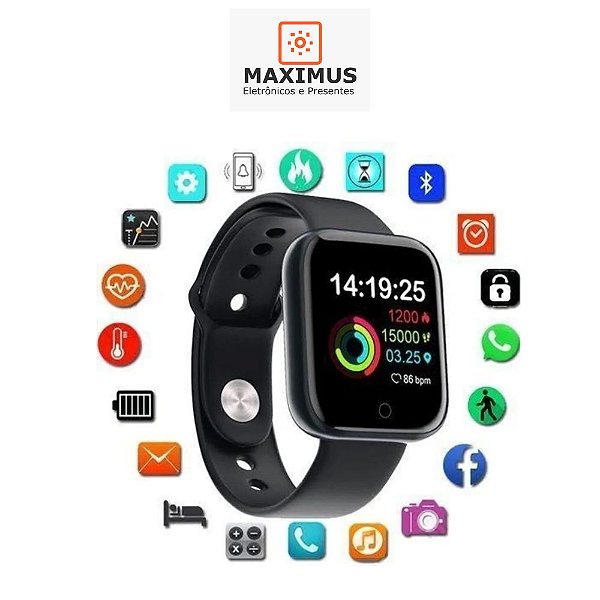 Smartwatch com Bluetooth USB D20 Relógio Inteligente - Maximus