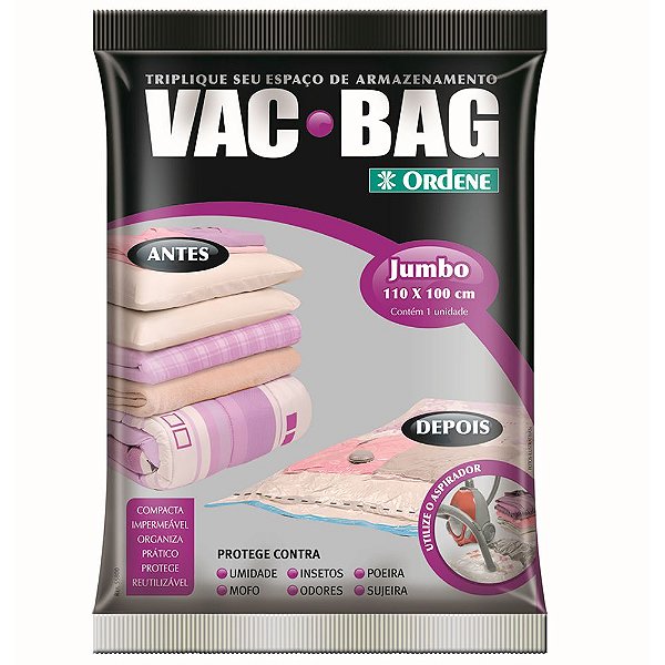 Saco à Vácuo Vac Bag Ordene Jumbo 100x110cm Roupas Edredom Cobertor