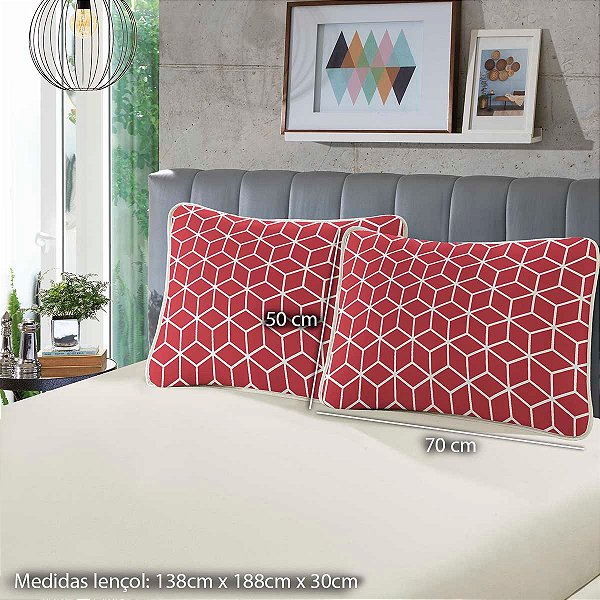 Jogo de Cama Lençol Casal Aghata Pérola 3 Peças Malha 100% Algodão