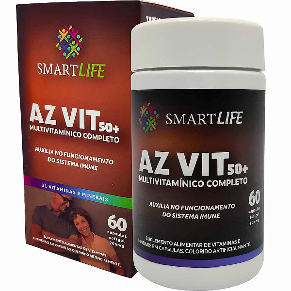 Suplemento AZ VIT 50+ Vitaminas Minerais Essenciais 60 Cápsulas