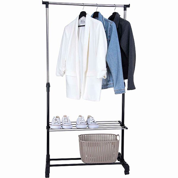 Arara de Roupas Ordene com Altura Regulável Sapateira Cabideiro Closet