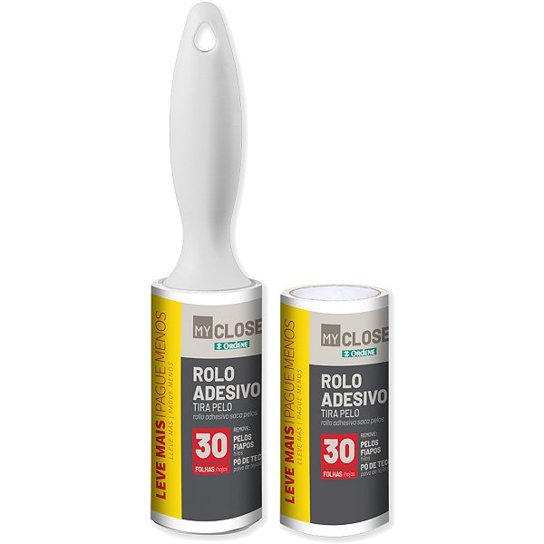 Rolo Adesivo Tira Pelos Ordene 30 Folhas + Refil Extra de 30 Folhas