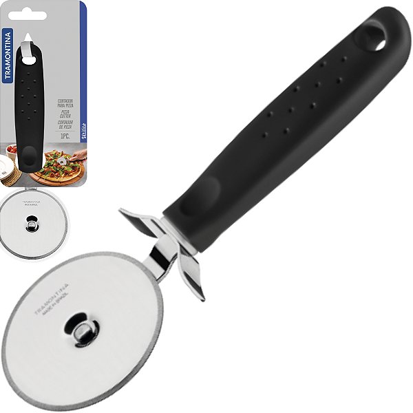 Cortador De Pizza Tramontina Preto Lâmina Aço Inox Ideal Para Pizzaria