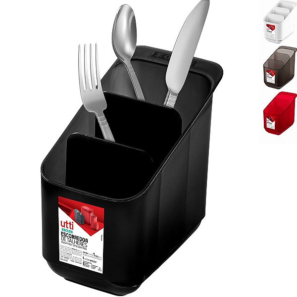 Escorredor de Talheres Utensílios Ordene com 3 Divisórias Fundo Vazado