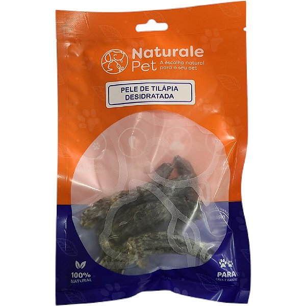 Petisco Pele de Peixe Tilápia Desidratada 100% Natural Pet Cães Gatos
