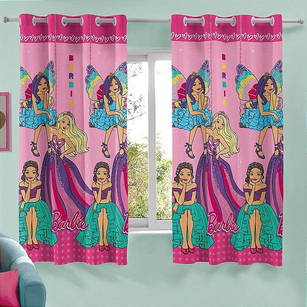 Cortina Quarto Infantil 300x180cm Barbie Licenciado para Varão Lepper