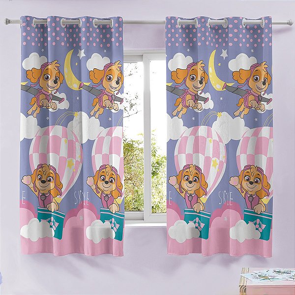 Cortina Quarto Infantil 300x180cm Patrulha Canina Menina Varão Lepper