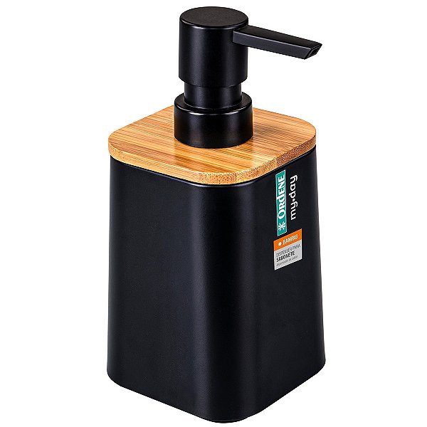 Dispenser Sabonete Líquido Ordene 480ml Plástico Bambu Banheiro Lavabo