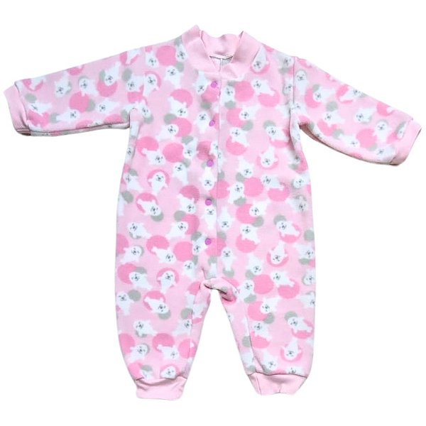 Macacão MicroSoft Rosa Leão Marinho - Botão e punhos