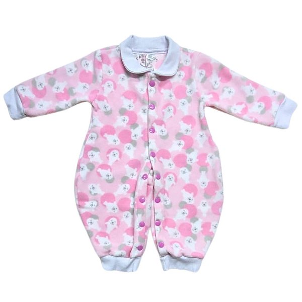 Macacão MicroSoft Rosa Leão Marinho - Gola branca (M, G e GG)