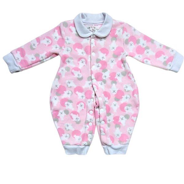 Macacão MicroSoft Rosa Leão Marinho - Gola branca (RN e P)