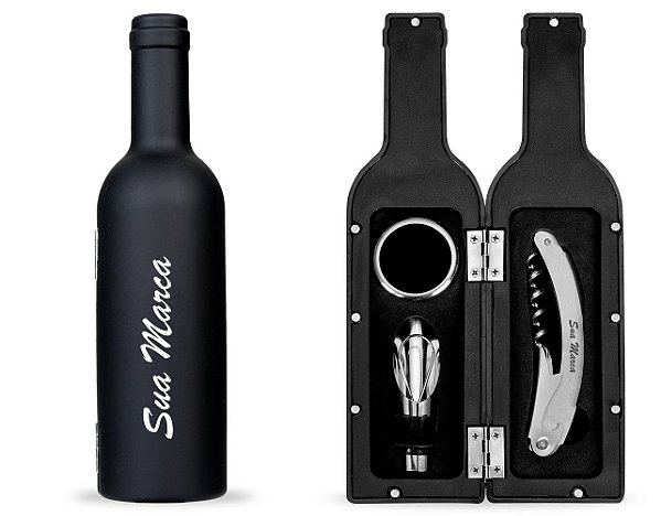 Kit Vinho Garrafa 3 peças Personalizado