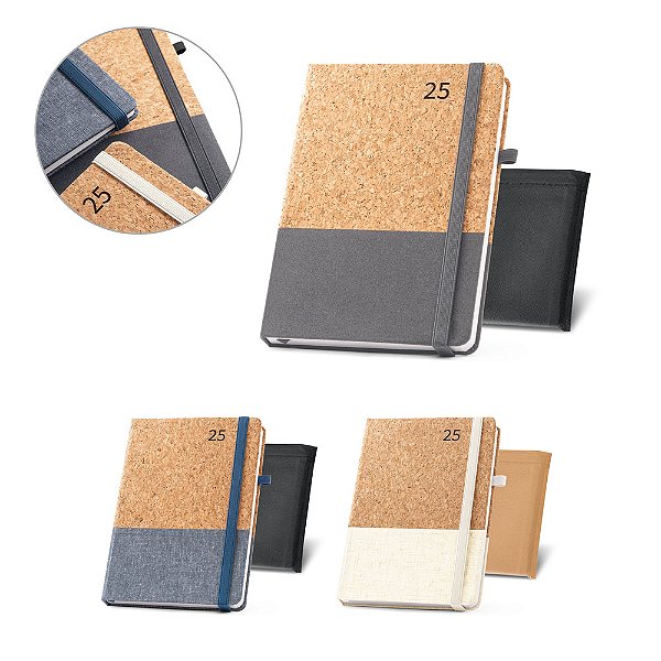 Agenda em cortiça e linho 15x21cm Personalizado