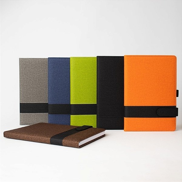 Caderneta em Linho 21x15cm com Porta Caneta Personalizada