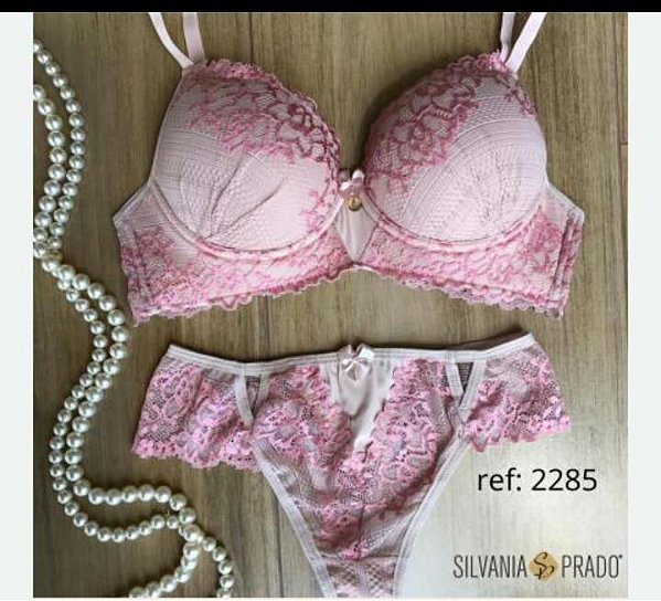 Conjunto Renda Chantilly Bicolor / Pingente banhado a ouro - Silvania Prado-