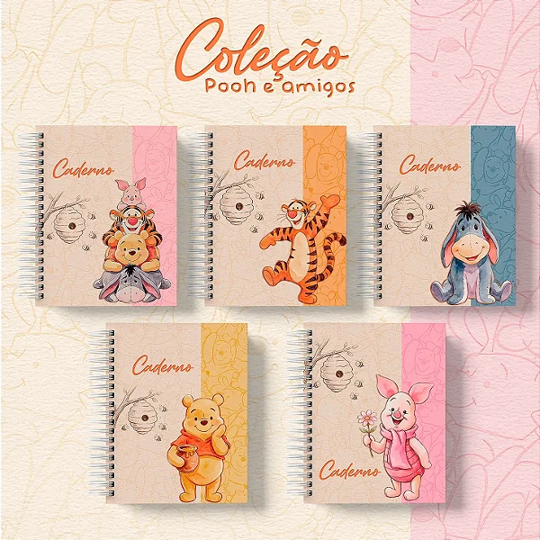 Caderno A5 coleção Pooh e Amigos