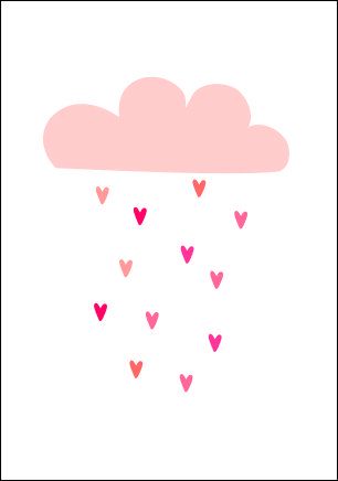 Quadro Infantil Chuva de Corações Rosa
