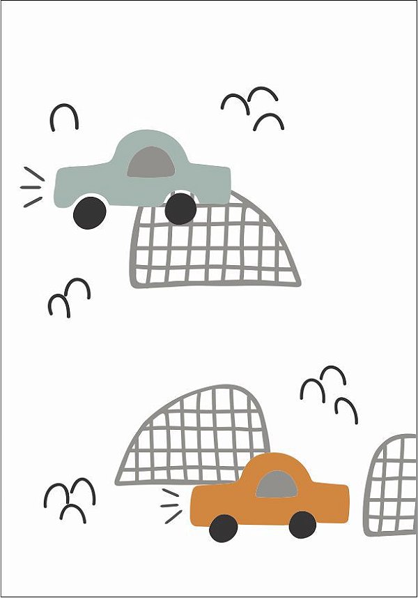 Quadro Infantil Carros Montanhas