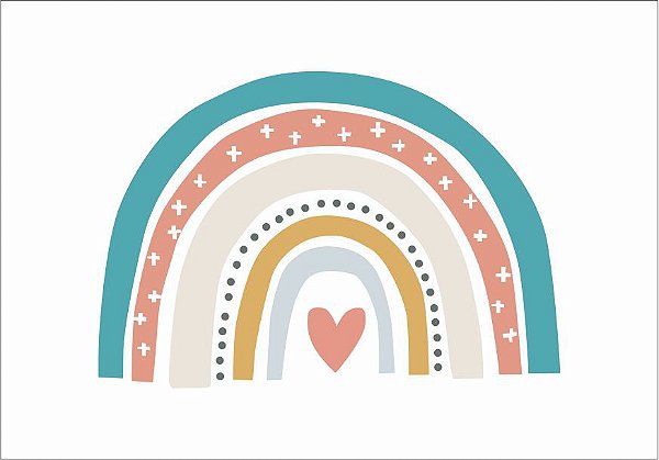 Quadro Infantil Arco Íris coração