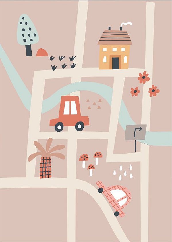 Quadro Infantil Cidade rosa