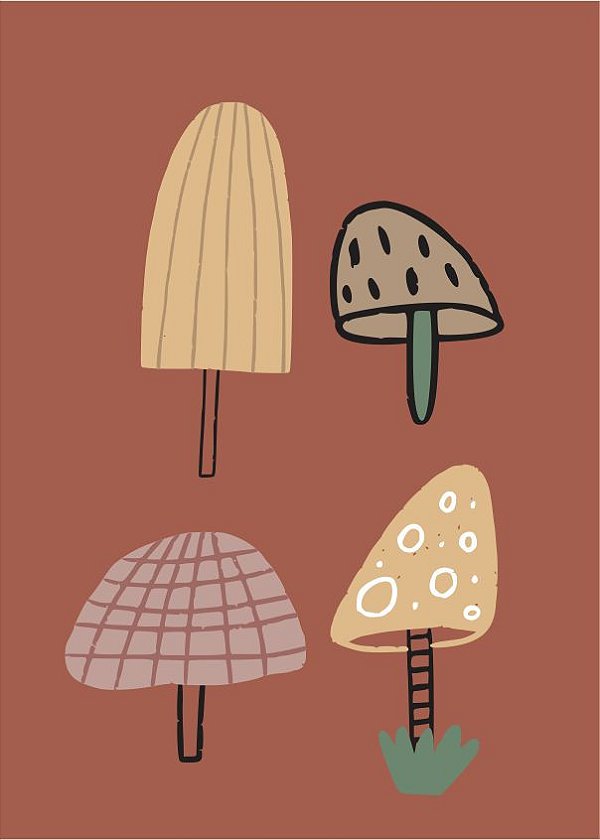 Quadro Infantil Cogumelos