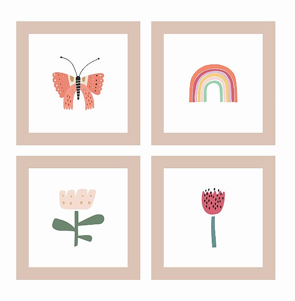 Kit Composição Caixa - Borboletas e Flores